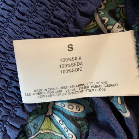 Nine West Silk Top Blouse Boho Feminine Floral Size Small Spring Summer Chic - Picture 9 of 9